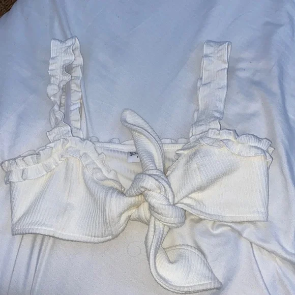 White cropped tie top - Picture 2 of 4
